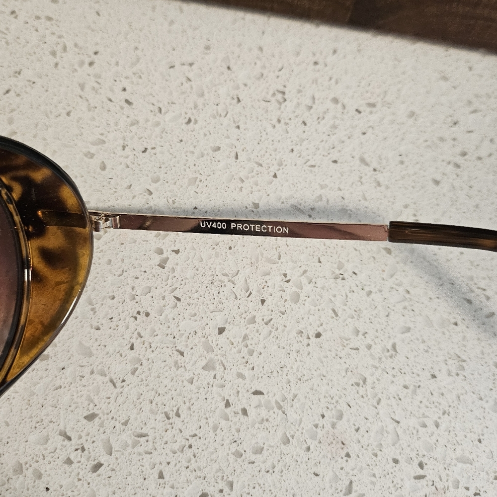 Retro Double Rim Visor Round Tortoise Shell Sunglasses - Picture 6 of 9